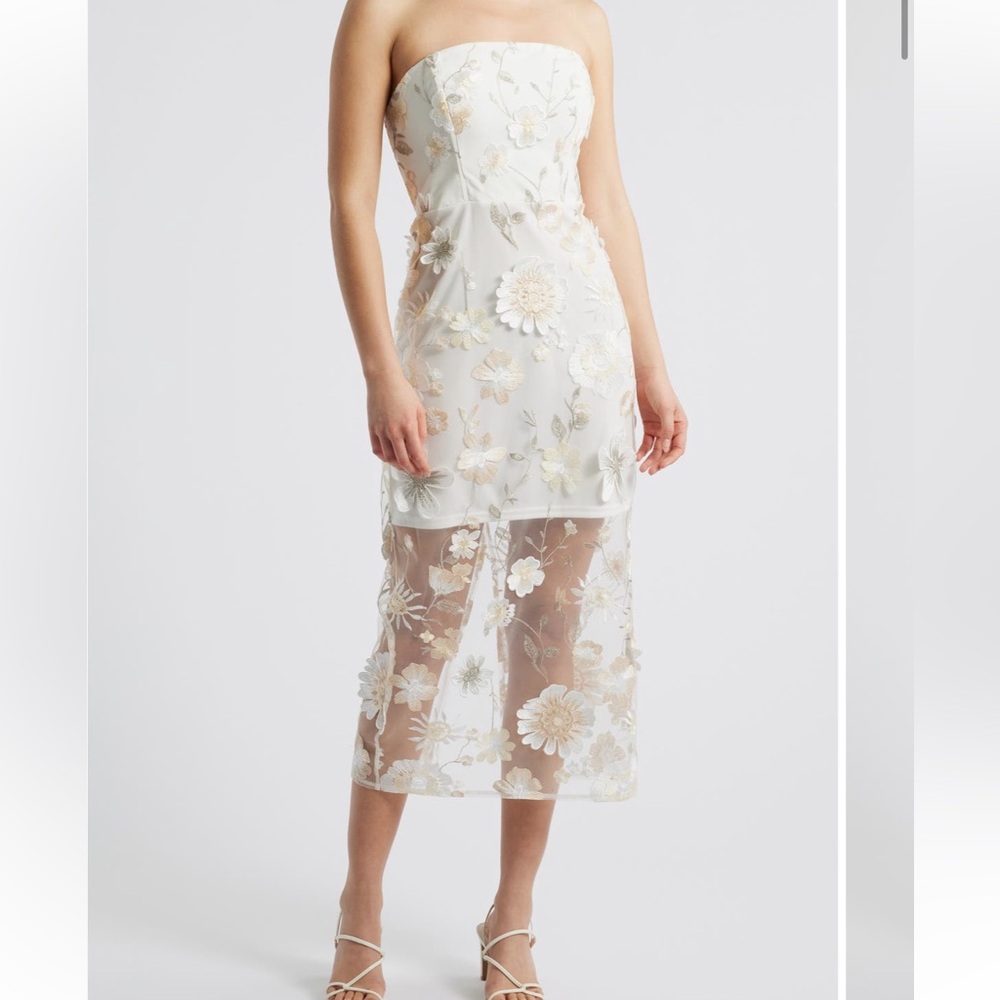 Nordstrom (Sam Edelman) Tan and Cream Cut-Out Midi Dress